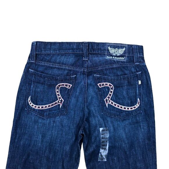 ROCK & Republic Embroidered Jeans Size 33 Blue BRAND NEW - Picture 12 of 13